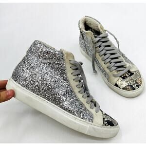 P448 EU 37 Glitter Snakeskin Hi Top Sneakers